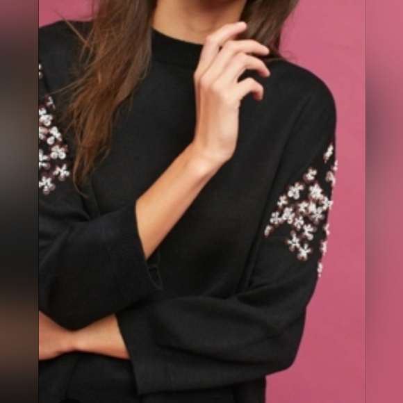 Anthropologie Lili Sidonio + Holly Bracken Embellished Sequin Swester Size Small - Picture 4 of 13